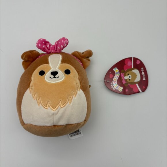 Squishmallows 5" Andres Brown Sheltie Plush Toy, Valentine's Day Stuffed Animal - Picture 1 of 3